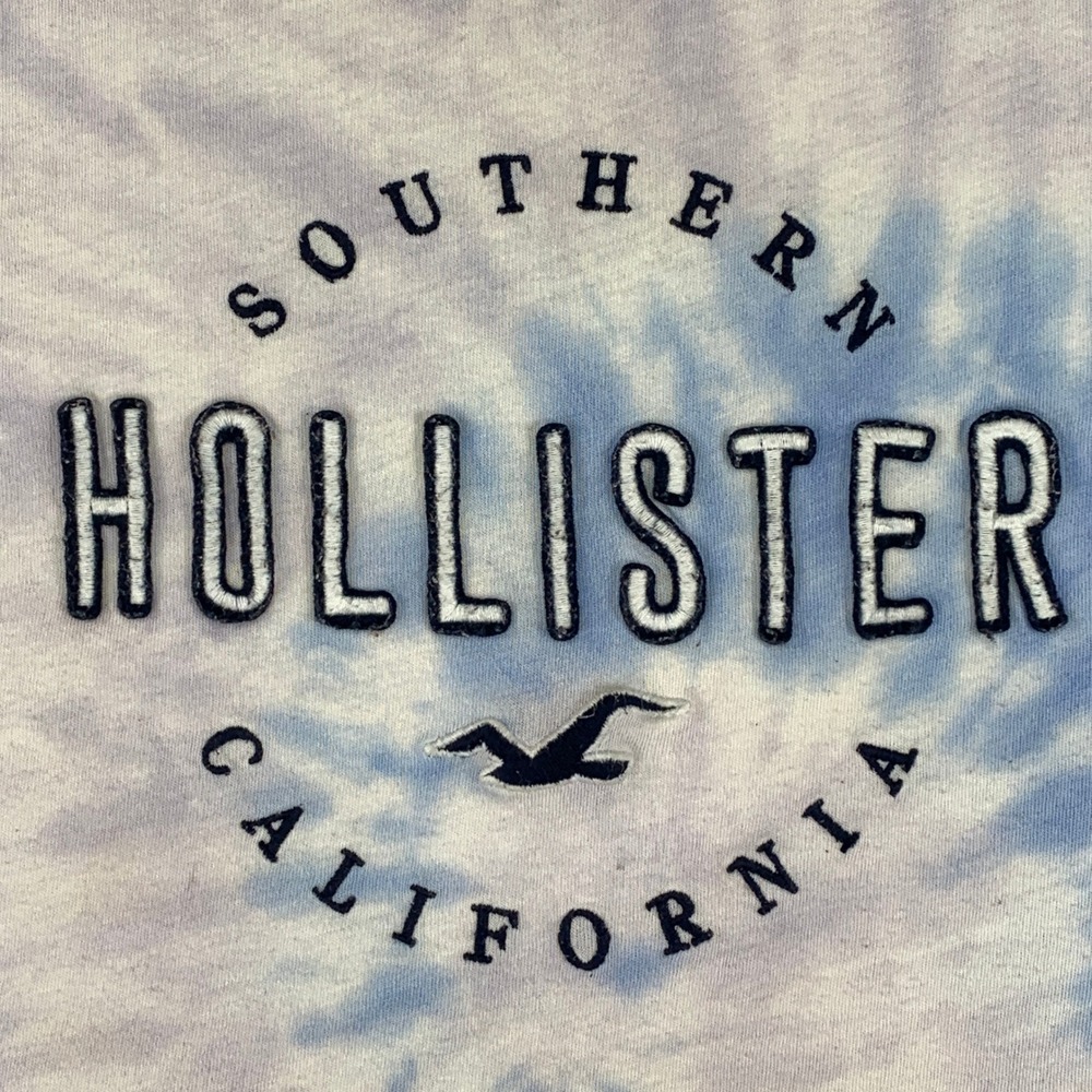 Hollister Graphic T-Shirt Women Medium Blue Tie Dye Southern California Crewneck